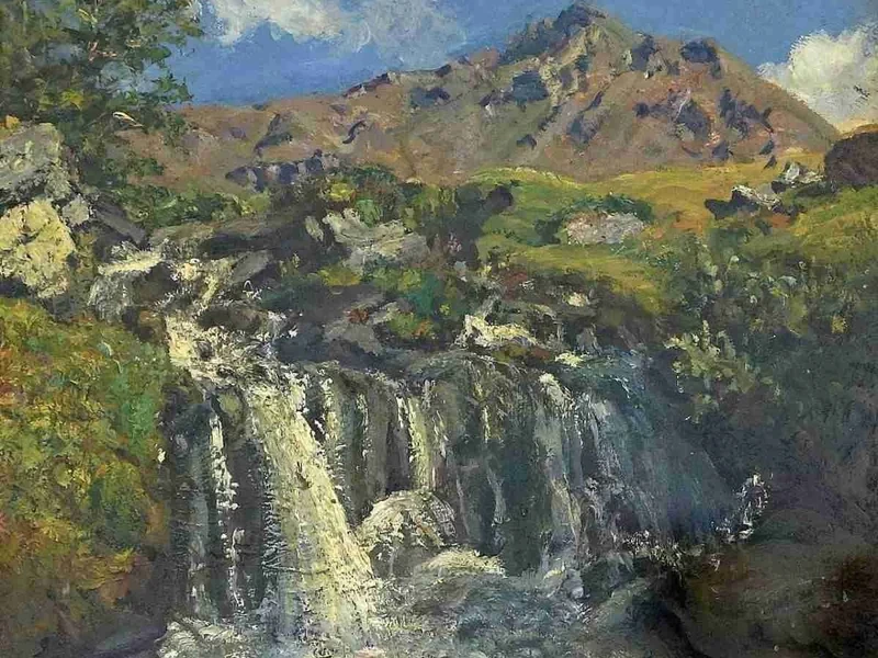 1877-Adelaide Ametis - Paesaggio con cascata